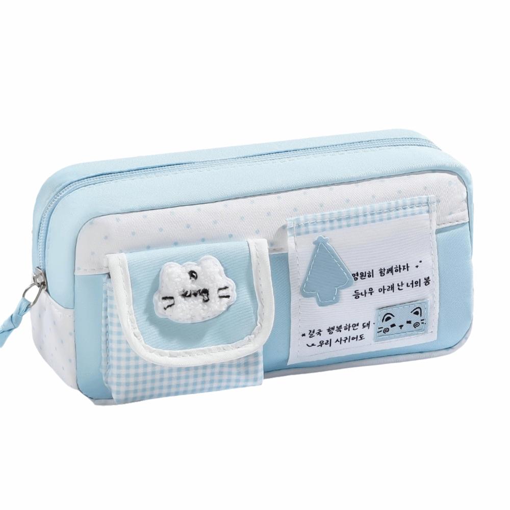Multi-Pocket Pen Bag Plaid Design Pencil Pouch Portable Pencil Case  School Supplies