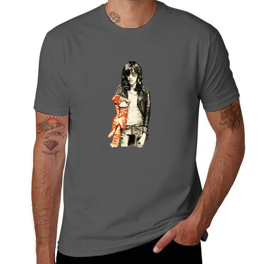 Joey Ramone Tshirt summer top oversizeds tees anime clothes t shirts for men