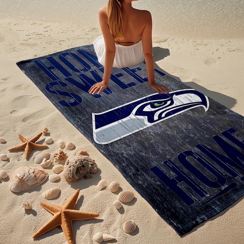 Seattle Seahawks Logo Microfiber Beach Towel, Lightweight And Quick-Dry, for Summer Travel, Beach Essential, Swimming Pool