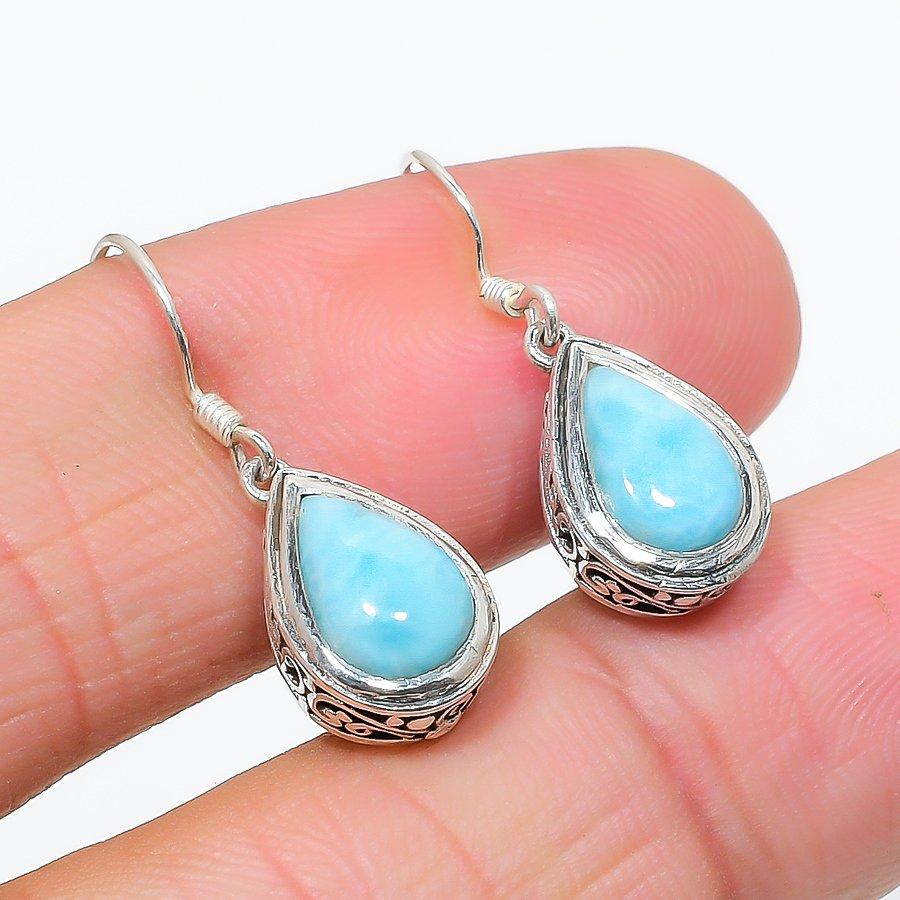 Серьги-подарки из стерлингового серебра 925 пробы с драгоценным камнем Natural Republic Larimar 1 дюйм q2Z51
