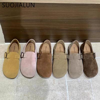 Модные женские туфли SUOJIALUN 2024 Осень, плоская подошва, модный круглый носок, слипоны, женские повседневные лоферы, мягкий плоский каблук, уличные туфли-лодочки