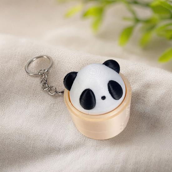 jijijing 3D Printed Steamed Bun Clicker Keychain, Stress Relief Push Button Fidget Toy, Finger Keyring Pendant Backpack Handbag Charm