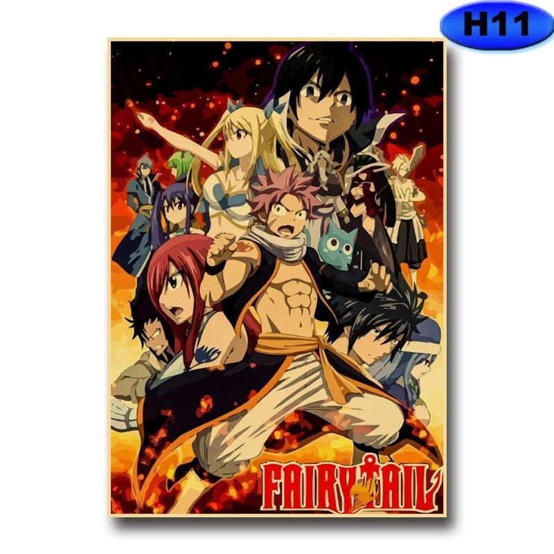 Anime Fairy Tail Posters Wall Stickers Kraft Paper Retro High Definition Poster Home Decor Living Room Bedroom Bar Decoration