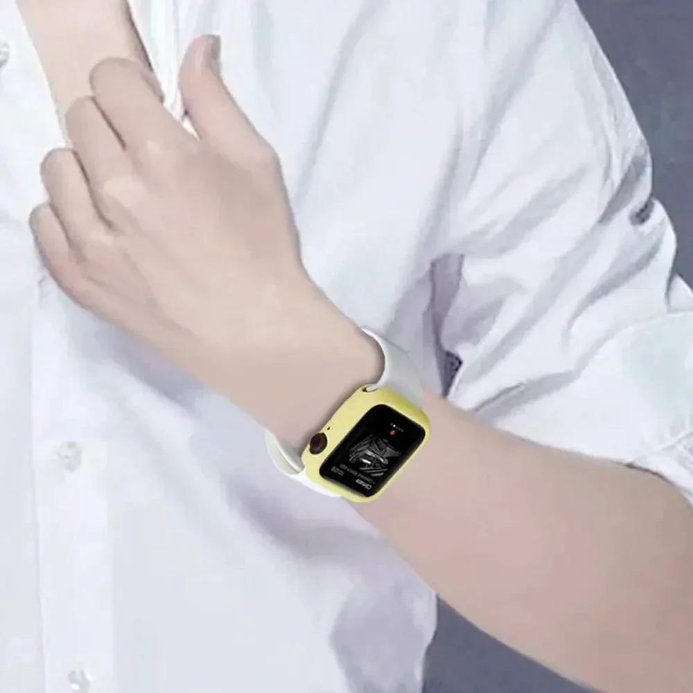 Силиконовый чехол для Apple Watch Case 10 42мм 46мм 44мм 40мм 45мм 41мм Аксессуары Бампер Защитная оболочка iWatch series SE 6 7 8 9