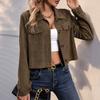 Autumn and Winter Women's Corduroy Solid Color Fashion Versatile Handsome Women's Khaki Jacket Female