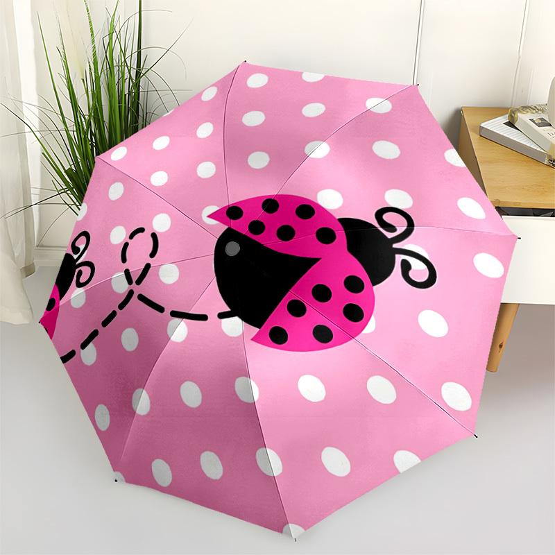 1pc Ladybug Polka Dot Automatic Opening/Closing Umbrella with Operation & Windproof Canopy - Folding Design, Holiday Gift yy260225105