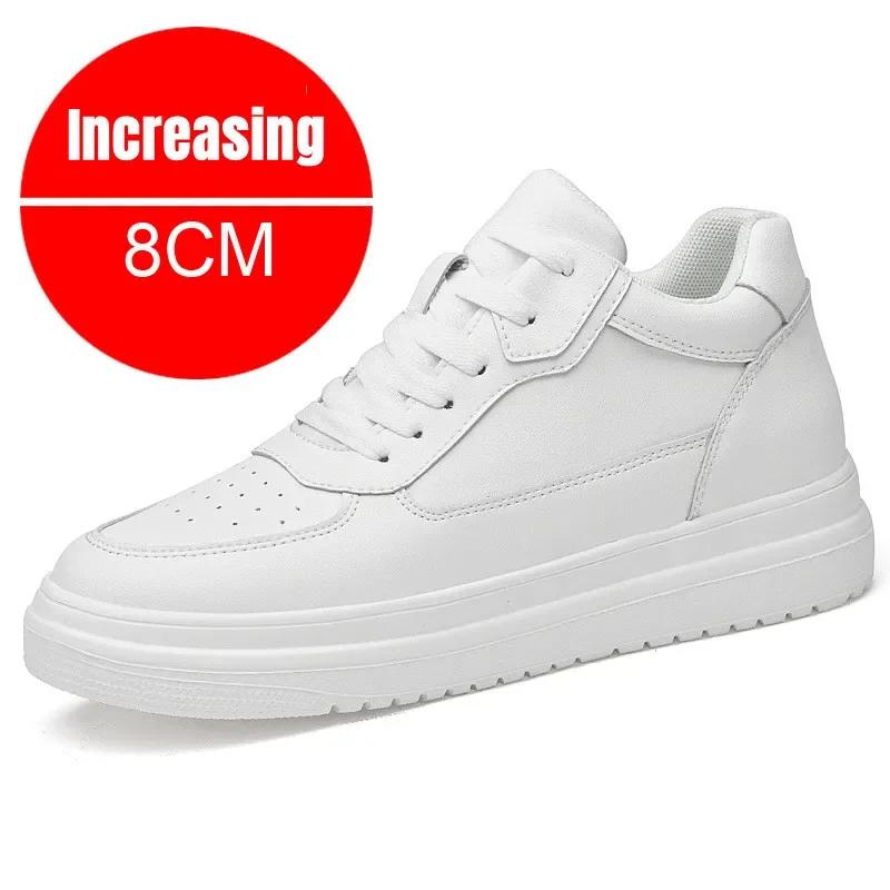 Летние невидимые кроссовки для увеличения роста 6 см, 8 см, белые мужские дышащие кроссовки для спорта и отдыха, теннисные кроссовки класса люкс