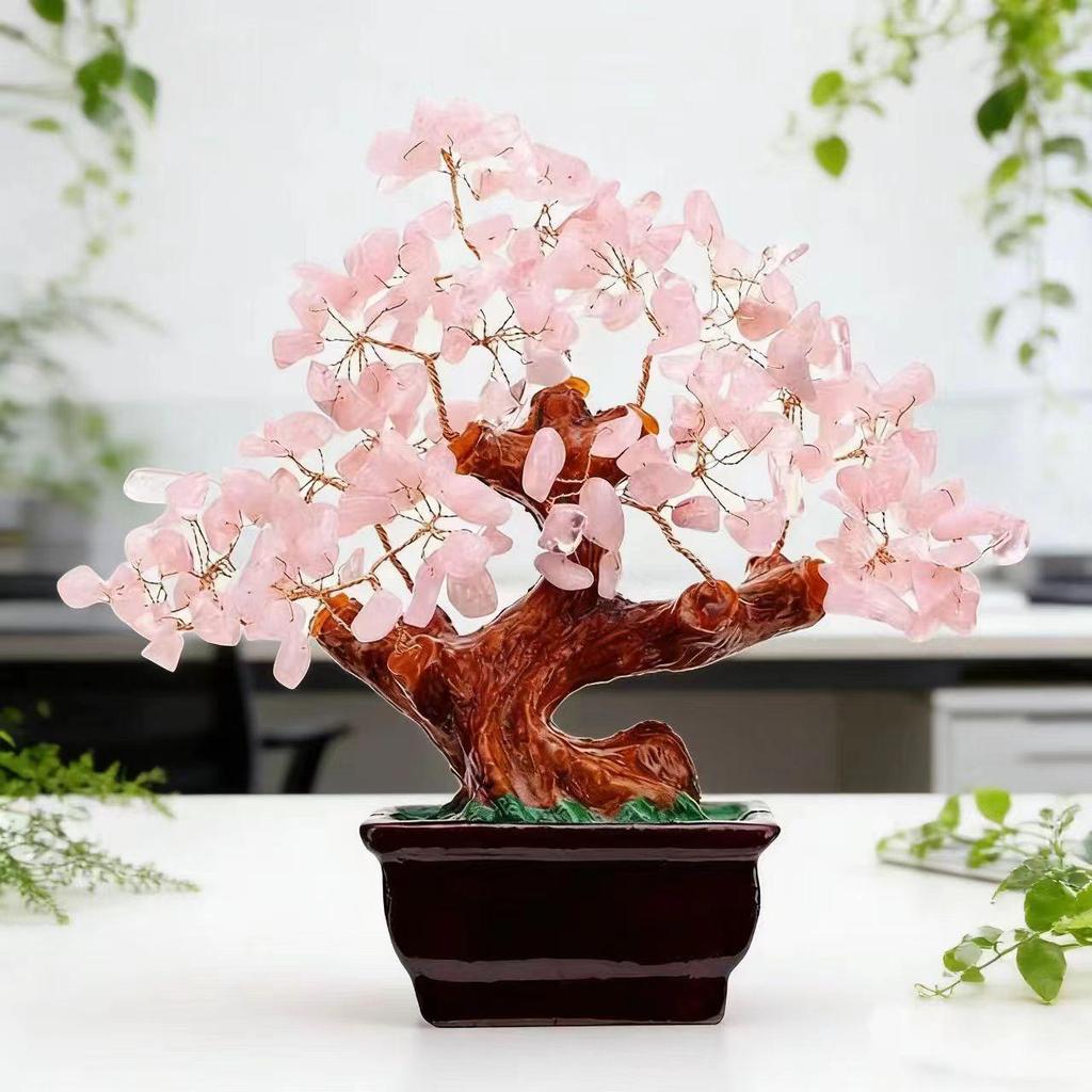 Natural Gemstone Crystal Tree Reiki Chakra Healing Ornament Hand‑wired Home Desk Spiritual Decoration Gift