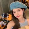 Newsboy Cap Painter Hat Korean Style Octagonal Hat Retro Denim Beret  Streetwear