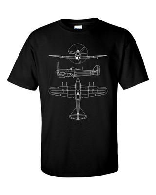 Hawker Typhoon Fighter Aircraft Technical Drawing Blueprint RAF WW2 TShirt
