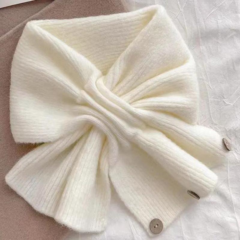 1PC Fashion Winter Warm Cross Scarf Solid Color Knitted Neckerchief Windproof Cold-proof Neck Guard