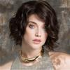 Synthetic Elegant Short Curly Wave Hair Brown Bob Wig Side Parting Wig for Women Natural Fluffy Daily Cosplay Party Use