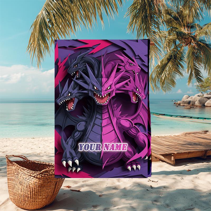 1PC Custom Name "Dragon Fantasy Artwork" Beach Towel Highly Absorbent And Sand-Resistant Towel for Swimming, Pool, Yoga, And Travel Lightweight