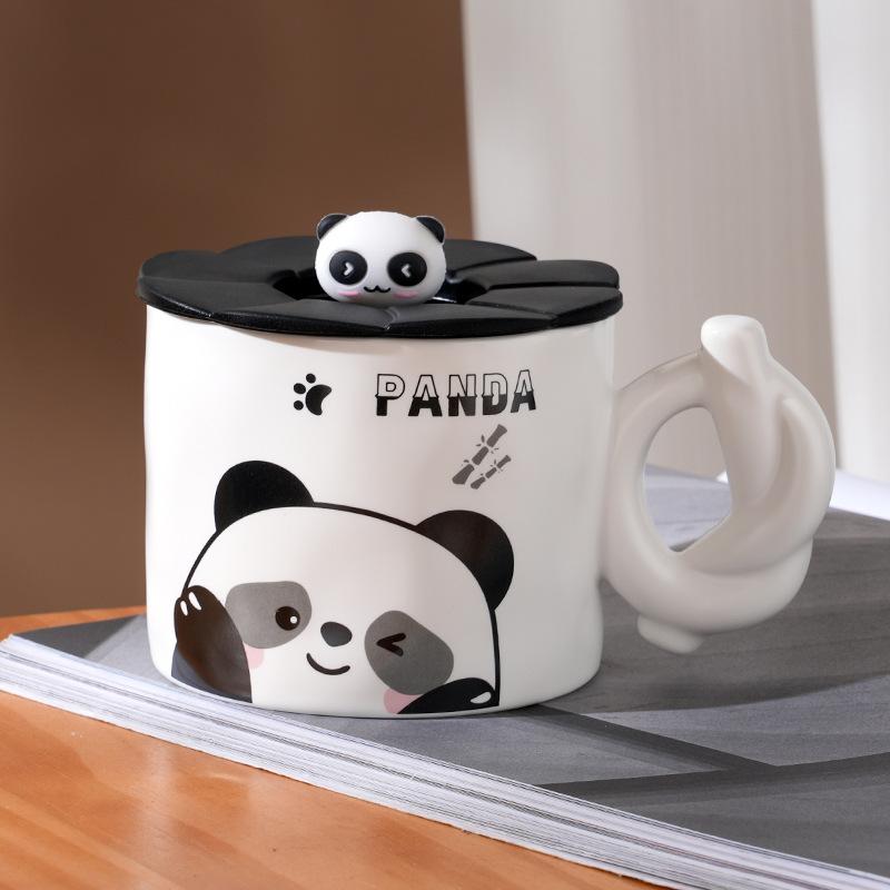 Милая мультяшная панда керамическая чашка персонализированная кружка для студентов мужского и женского пола пара стакан воды подарочная кофейная чашка для домашнего использования
