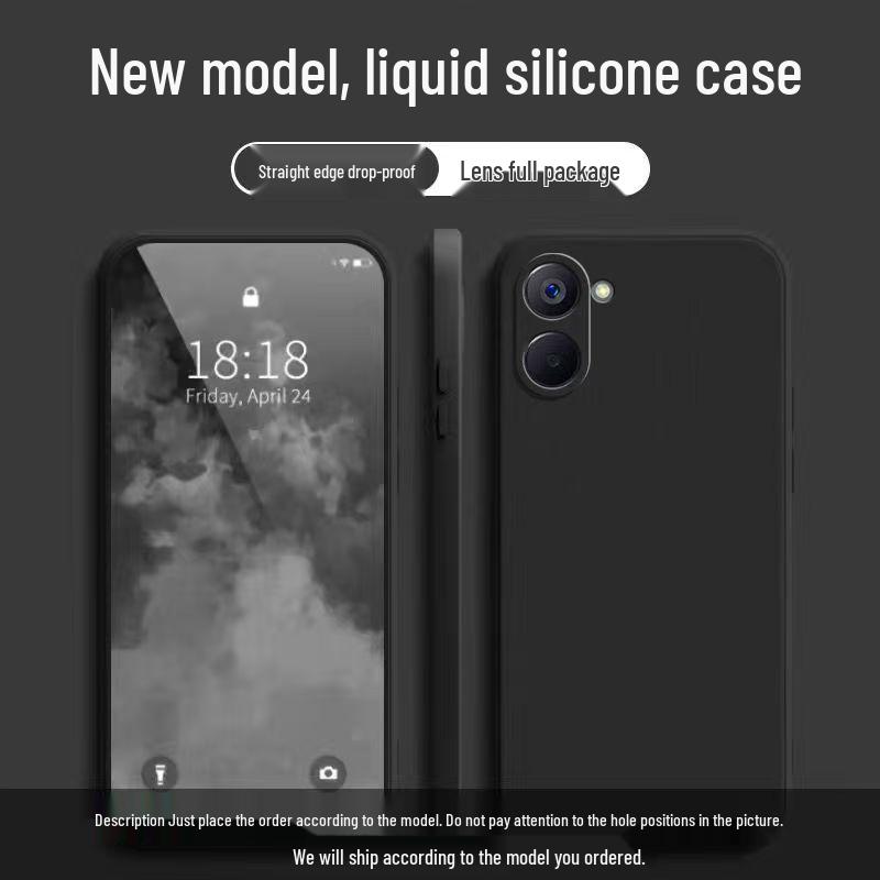 Realme V20 Простой однотонный жидкий чехол-кубик с полным покрытием, противоударный, мягкий
