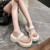 Комплект женских босоножек на платформе с носком, летняя новая верхняя одежда 2025 года, французские шлепанцы, римские классные тапочки с подошвой «бублик»