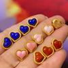 5Pcs, Heart Natural Stone Pendant with Golden-edged Decor, Fashion Queen Clam Lapis Lazuli Redstone Charms for Jewelry Making DIY Crafts Gift 8×9mm
