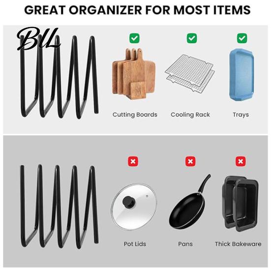 Organizers for Kitchen Metal Cutting Board Holder Countertop, Multi?Slot Organizer Stand Compact Shelf Chopping Boards, Lids, Bakeware Trays,