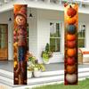 Thankgiving Vertical Door Banners 12x71 Inch Scarecrow Pumpkin Stack Front Door Decor Fall Harvest Hanging Porch Sign Outdoor Seasonal Backdrop Photo