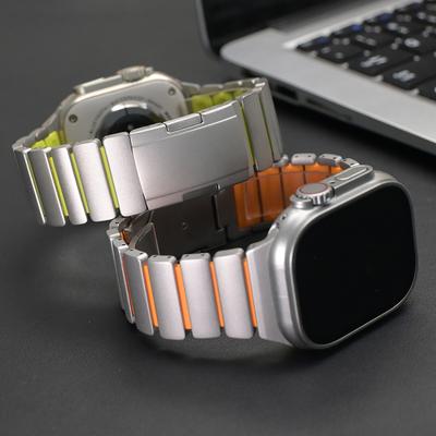Титановый силиконовый ремешок для Apple Watch Ultra 3 2 49 мм Серии 11 10 46 мм Роскошный браслет для iwatch 9 8 7 6 5 SE 45 мм 44 мм Ремешок