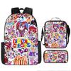 Kids School Backpack Set With Pencil Case Crossbody Bag - Cute Cartoon Print Oxford Fabric Lightweight Breathable Grades