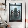 Waterproof PVC Wall Art Skeleton Window Frame Sticker for Halloween Horror Decoration, Reusable Decor Holiday Decals with Spider Web Design,