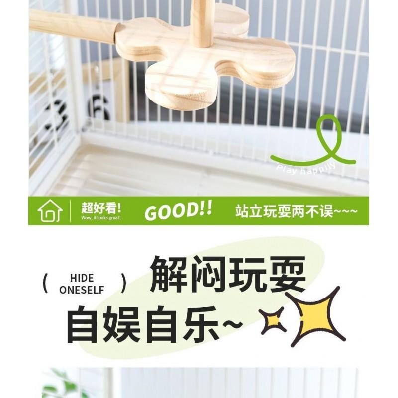 Wooden Parrot Perch With Rotating Bell Toy Small Birds - Safe Chew-Resistant Standing Rest Station