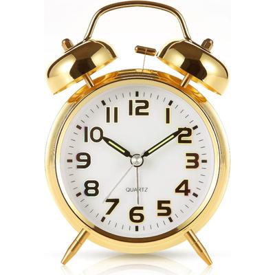 Супер громкий будильник для любителей крепкого сна, 4-дюймовый будильник с двумя звонками и подсветкой, работающий от батареек, настольные аналоговые часы в стиле ретро.
