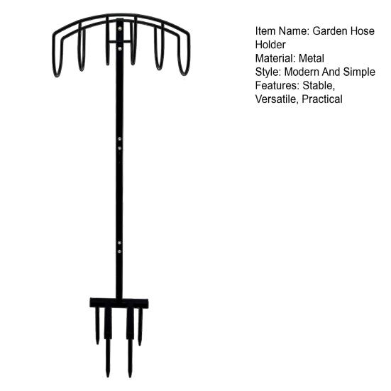 Держатель садового шланга с 4 шипами Прочная металлическая подставка снаружи Съемная катушка для шланга