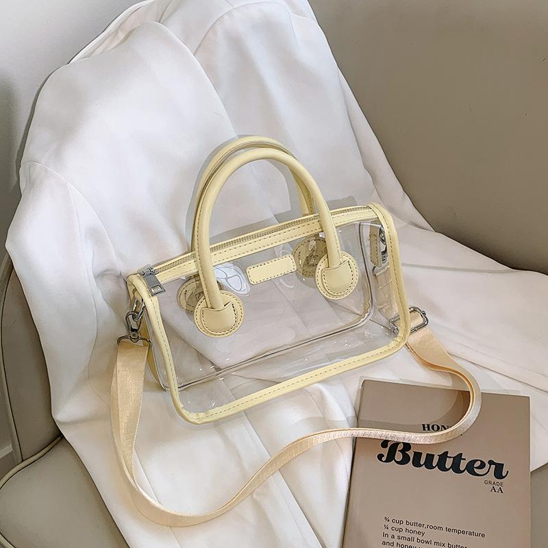 Clear Waterproof Handbag Transparent PVC Jelly Bag for Women Shoulder Messenger Purse for Beach Travel Tote and Shopping