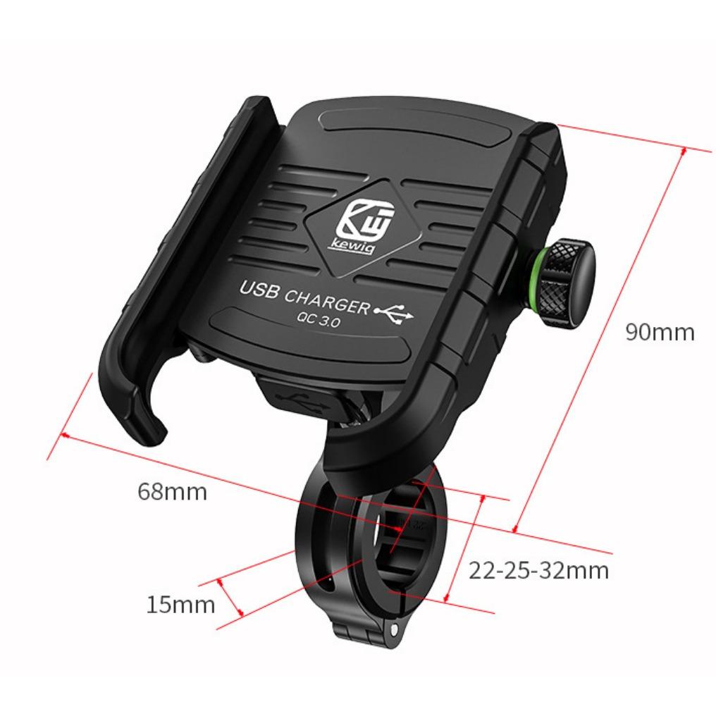 Держатель для телефона на мотоцикл, зарядное устройство, разъем USB/QC 3.0 с выключателем, водонепроницаемый на 360°, зарядное устройство USB, алюминиевый руль/зеркало для просмотра телефонов с диагональю 3,5–6 дюймов