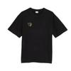 Embroidered Round Neck Short Sleeve T-Shirt Unisex Tops Black 625528-01