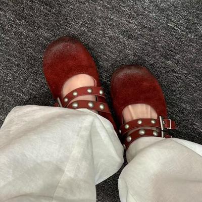 Полированные круглые заклепки с головкой, светлый рот, одно слово, с поздним вечерним бризом, одинарные туфли женские, 2025 осень, новинка, женские, с внутренней платформой, Мэри Джейн