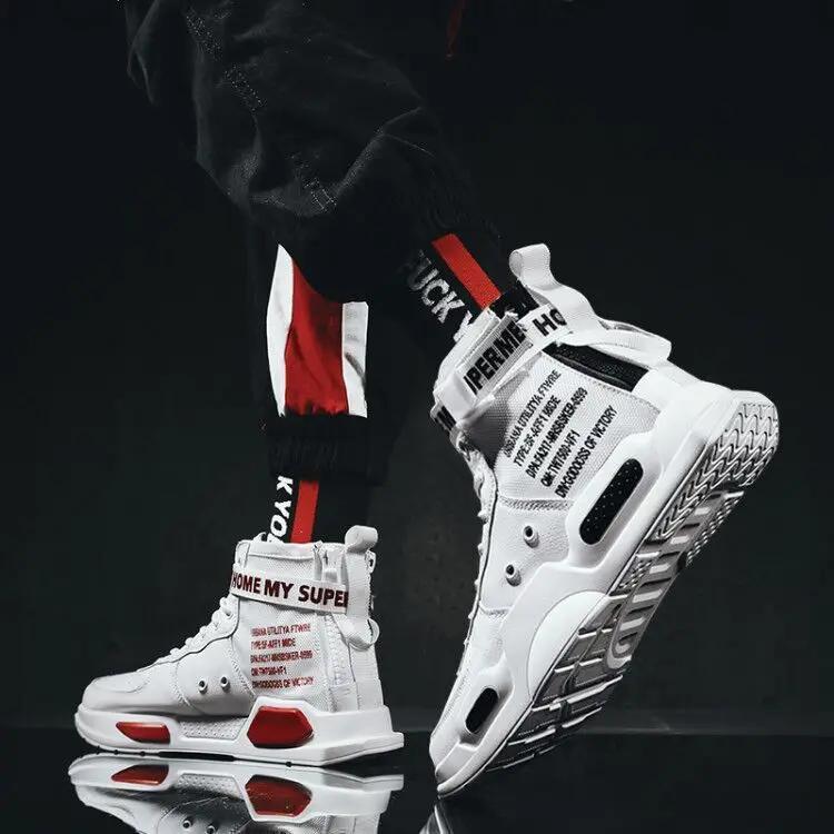 Мужские высокие модные кожаные кроссовки, тренд, горячая распродажа, удобная мужская повседневная обувь, нескользящая дышащая мужская обувь