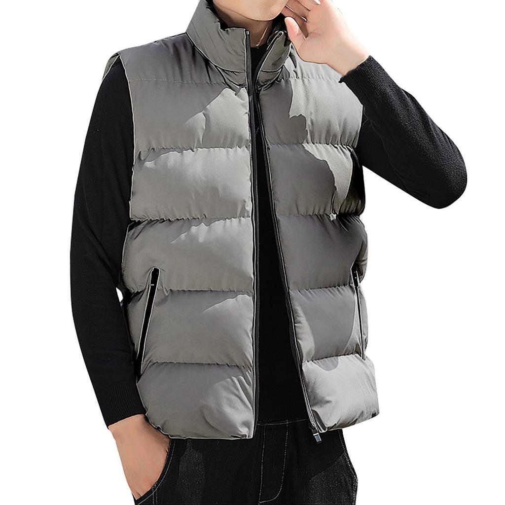 Men's Down Cotton Vest Outer Wear Spring And  Stand Collar Waistcoat Vest Jacket