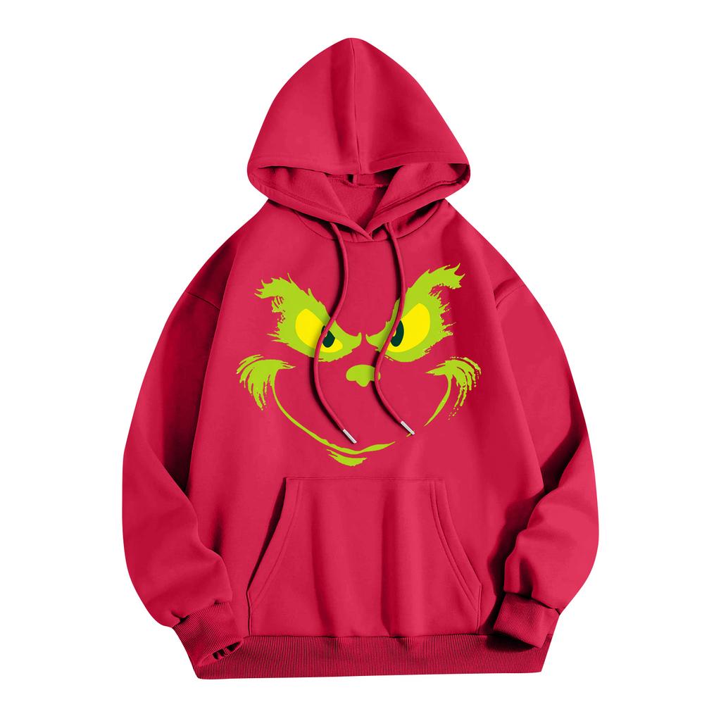 Женская модная повседневная толстовка с капюшоном и карманами с рождественским принтом