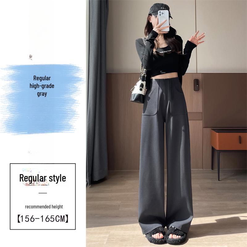 Ankola 2024 Women's High-Waist Wide-Leg Red Suit Pants for Autumn