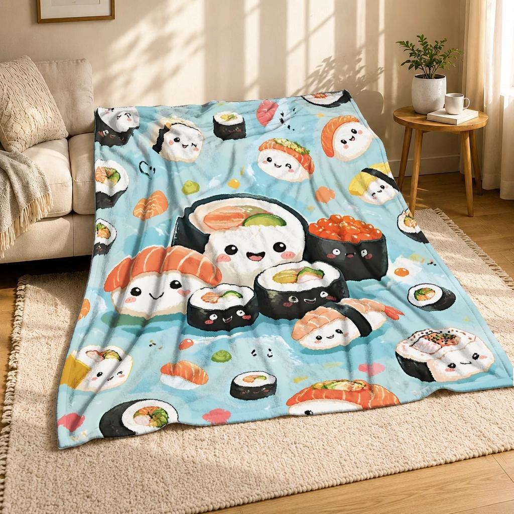 Kawaii Sushi Coral Fleece Blanket