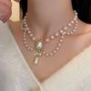 Multi-Layer White Pearl Clavicle Necklace Elegant Temperament Baroque Pearl Pendant Necklaces Women Wedding Bride Jewelry