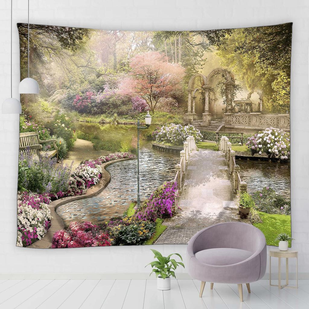 Домашний Декор Гостиная Гобелен Каменные Арки Пейзаж Гобелен На Стене Римский Сад Пейзаж Спальня Фон Настенный Гобелен