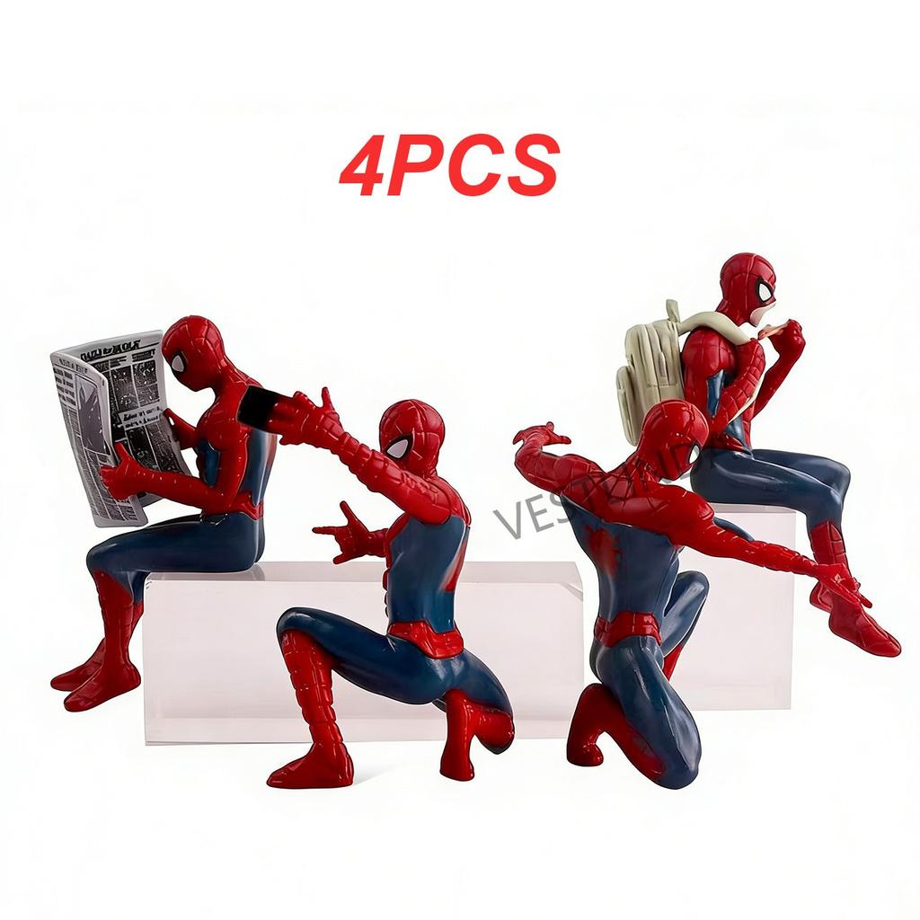 1/4 шт. Модельная игрушка Marvel Супер Человек-паук Ручная работа Фигурка Действия Украшение Кино-аксессуар Коллекционная Рождественский Подарок ПВХ Безопасно для Детей Развлекательная Забавная