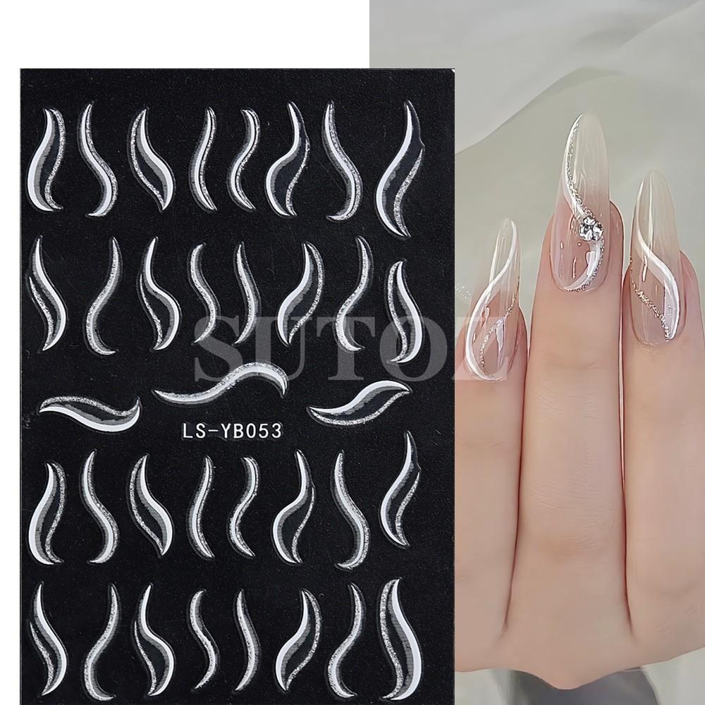 Новые наклейки для ногтей: Горячая французская блестящая нить лента наклейки для ногтей.