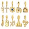 Медные Шармы Бусины Золотой Крест Слон Бабочка Подвеска Подходят Женский Оригинальный Браслет Сделай Сам Рождественский Подарок
