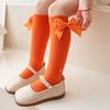 1 пара детских хлопковых гольфов с бантиками до колена, хлопковые длинные носки, очаровательные дышащие носки до середины икры для малышей 3-12 лет