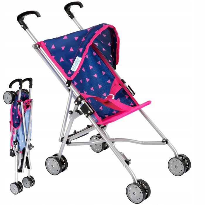 Poussette canne pour poupée légère et pliable, roues doubles, harnais - Kinderplay (KP0290T)