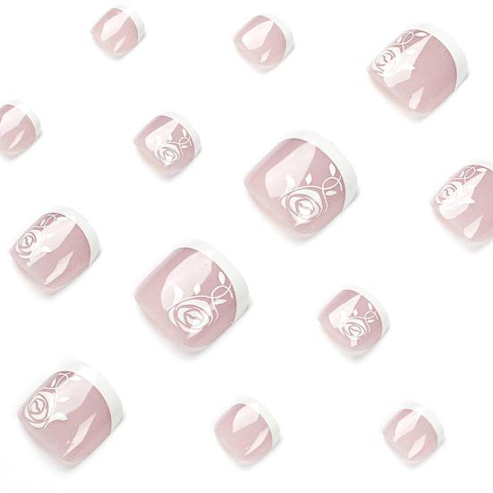 1 комплект, набор для дизайна ногтей «сделай сам», с клеем, носимые накладные ногти, короткие накладные ногти, гель с узором розы, накладные ногти, маникюрные аксессуары