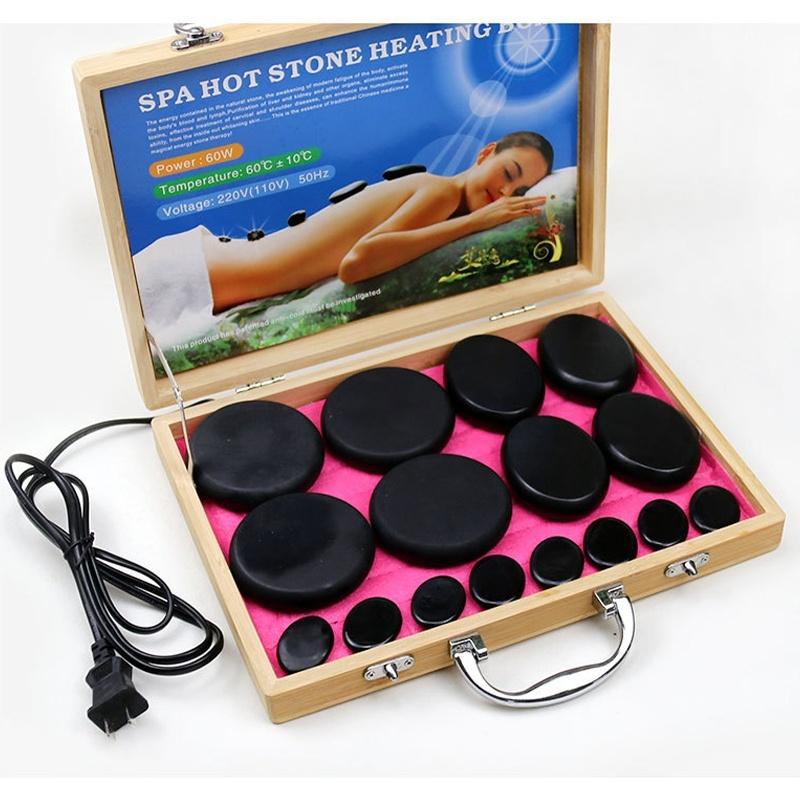 Hot Stones Massage Set-16 Pcs Hot Stones with Heater Kit, Professional Massage Relieve Tension and Muscle Pain