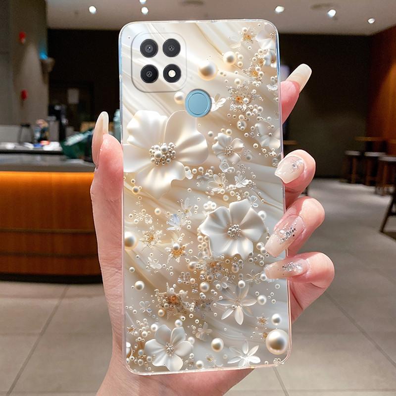 For Oppo A15 CPH2185 Case A15S CPH2179 Clear Fashion Butterfly Flowers Painted Soft TPU Back Cover For Oppo A15 A15S Phone Case