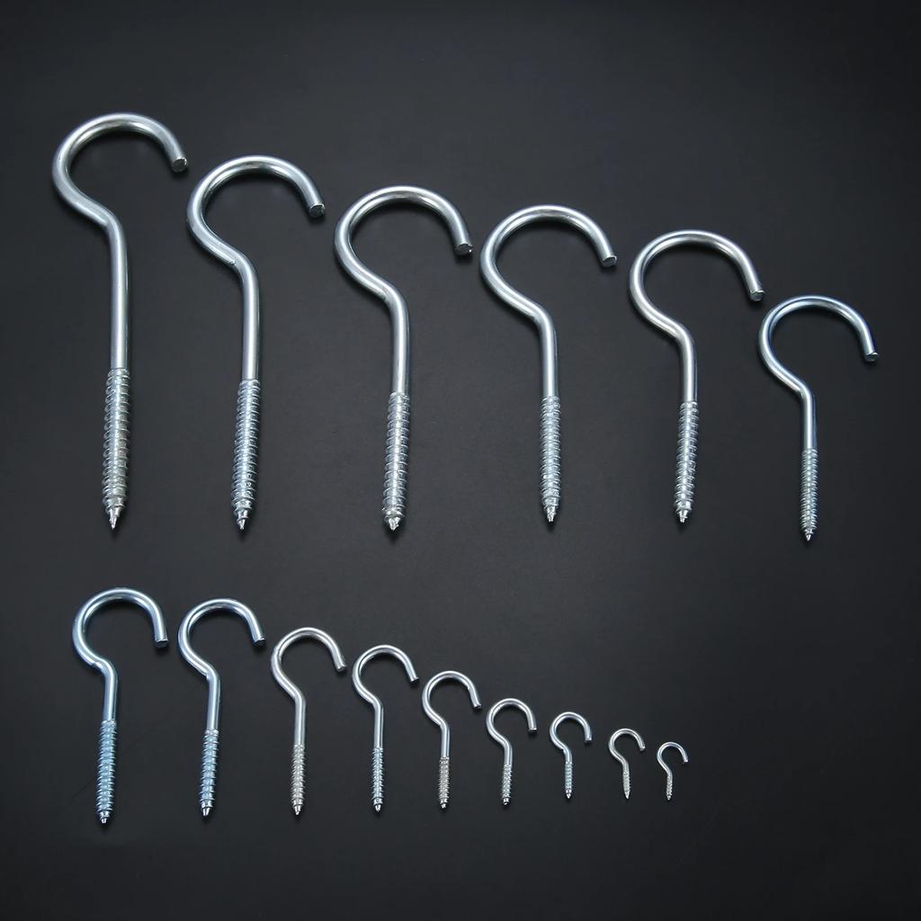 40/100Pcs Cup Screw Ceiling Hook 16mm-30mm Screw-in Metal Hanger Eye Bolt Picture Frame Plant Light Garage RV Outdoor/Indoor
