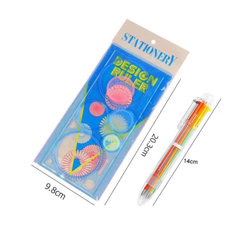 Набор инструментов для рисования Spirograph с шариковой ручкой, шаблон для DIY, математическая рулетка, школьные принадлежности для рисования, геометрическая линейка TMZ